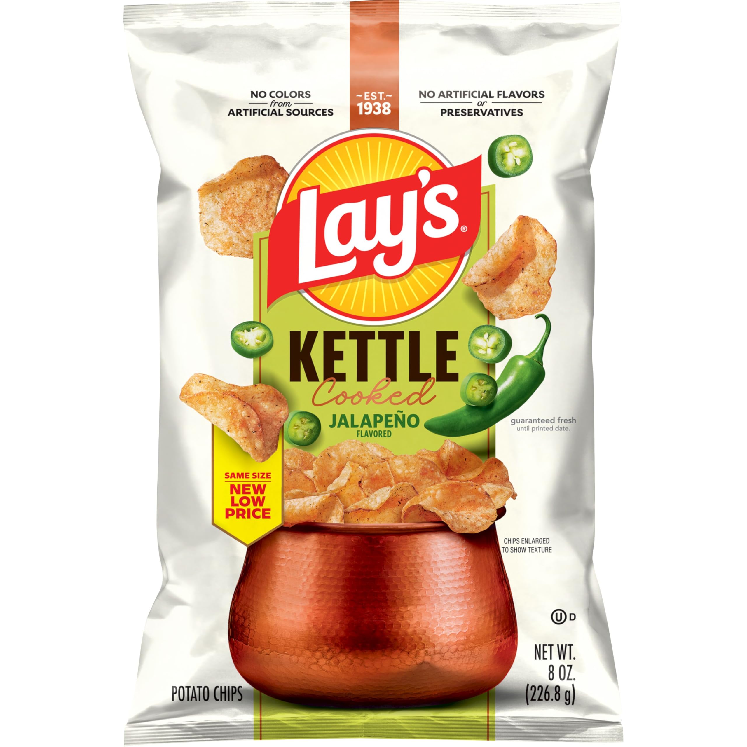 Amazon.com: Lay's Kettle Cooked Jalapeno Potato Chips, 8 Oz